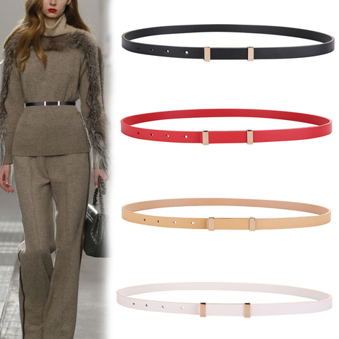 Genuine Leather Belts for Women NEW Pin Buckle first layer Cowhide Leather belt narrow Jeans Girdles thin soft Waist Belts dress ► Photo 1/6