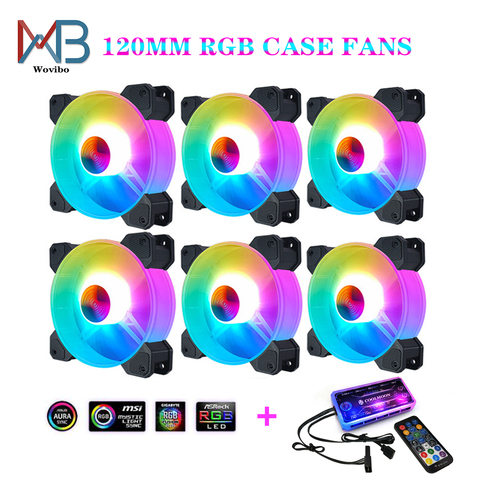 120 mm Computer Case Fan RGB Fan Adjustable Colorful Lamp Light For Radiator Mute PC 120mm Fans Adjust Cooler Ventilador ► Photo 1/6