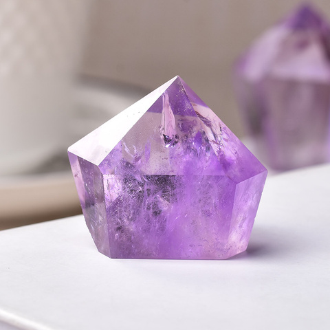 1PC Natural Amethyst Point Wand Quartz Crystal Reiki Healing Crystal Energy Stone Tower Handmade Home Decor Pyramid Ornaments ► Photo 1/6