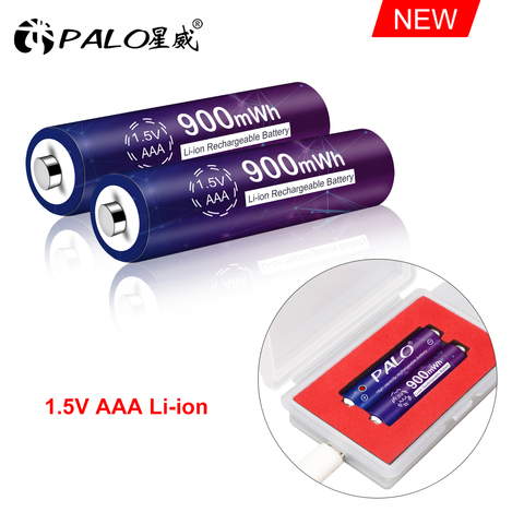PALO 100% Original 1.5v 900mWh aaa polymer lithium li-ion rechargeable batteries battery+2 slots lithium li-ion usb charger ► Photo 1/6