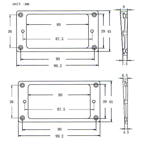 2 Black Plastic Humbucker Pickup Rings Frame Bridge Neck For 7-String Guitar ► Photo 1/4