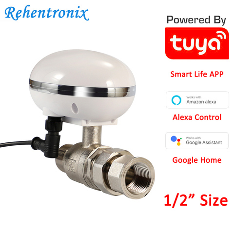 Alexa Google Voice Control Tuya Smart WiFi Control Gas Smart Water Valve WiFi Shut-Off Controller 1/2 Inch Pipe Size ► Photo 1/6