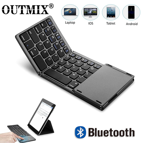 OUTMIX New Portable Mini Three Folding Bluetooth Keyboard Wireless Foldable Touchpad Keypad for IOS Android Windows ipad Tablet ► Photo 1/6