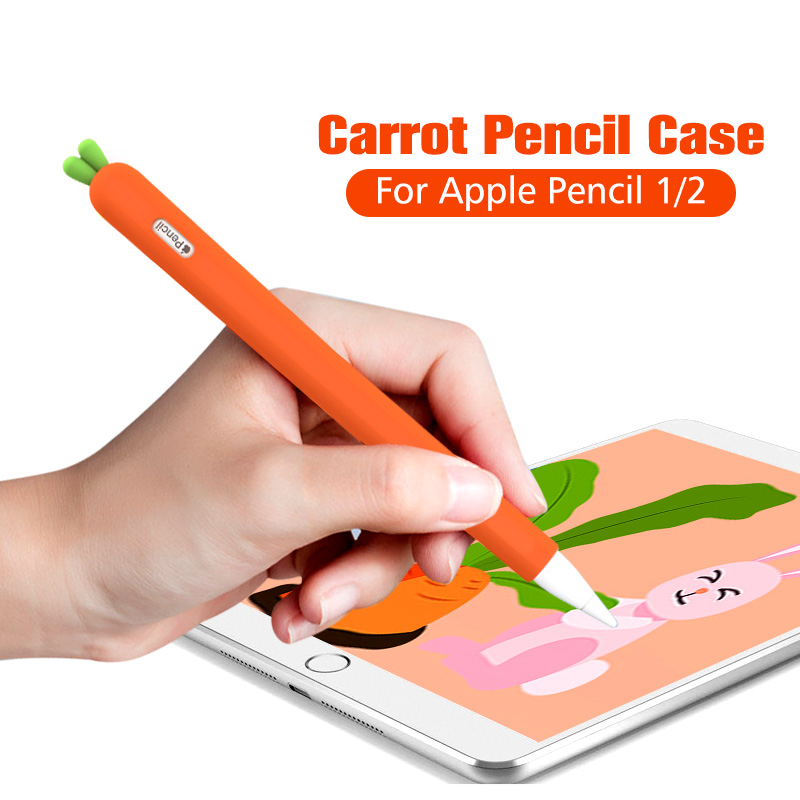 Soft Silicone Pencil Cases For Apple Pencil 1 2 Cute Cartoon Carrot Cover Protective Case Anti-Loss Silicone Nib Cap For ipad ► Photo 1/6