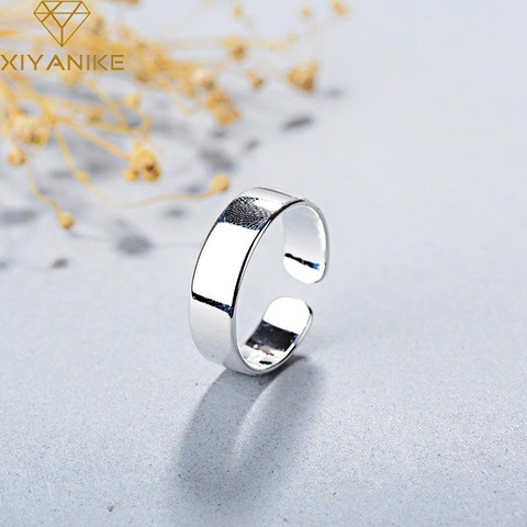 XIYANIKE 925 Sterling Silver Creative Fashion Simple Glossy Opening Rings Charming Handmade Jewelry For Woemn Birthday  Gift ► Photo 1/5
