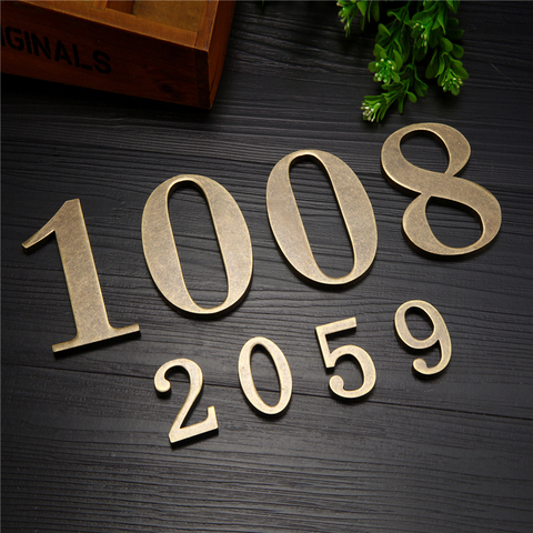 1 PC 10CM * 6CM Metal Bronze House Number Door Plate Custom Sign Door Number Sticker For Hotel Apartment Villa Home Door Plate ► Photo 1/3