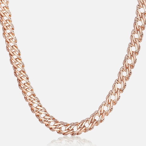 Trendsmax Necklaces for Women Men 585 Rose Gold Venitian Curb Link Chain Necklace 45cm 55cm 60cm Fashion Jewelry KGN453 ► Photo 1/6