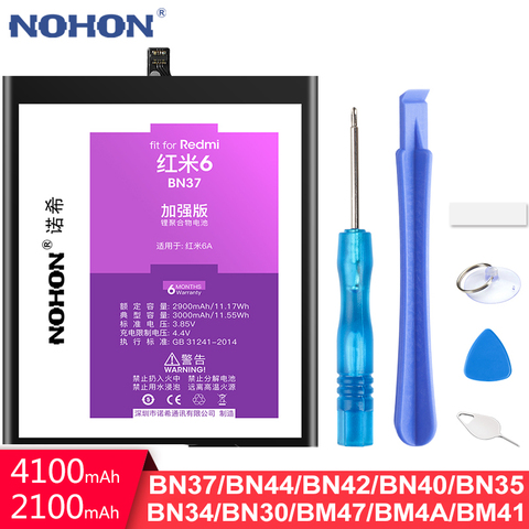 NOHON Battery For Xiaomi Redmi 6 6A 5 Plus 4 Pro 3 3S 5A 4A 4X Replacement BN37 BM47 BN44 BN42 BN40 BN35 BN34 BN30 Phone Bateria ► Photo 1/6