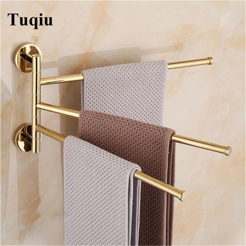 brief 2-6 Swivel Towel Bars Copper Wall Mounted Bathroom Towel Rail Rack Bathroom Towel Holder Gold Towel Hanger Brass ► Photo 1/6