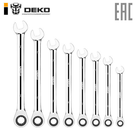 Set of combined ratchet keys Deko rw01 8-19mm, 8 items 065-0549 ► Photo 1/5