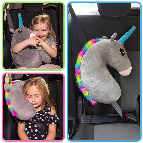 Baby Kid Travel Unicorn Pillow Children Head Neck Support Protect Car Seat Belt Pillow Shoulder Safety Strap Cute Animal Cushion ► Photo 1/6