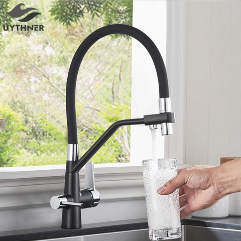 Kitchen Water Filter Faucet Kitchen faucets Dual Spout Filter faucet Mixer 360 Degree Rotation Water Purification Feature Taps ► Photo 1/6