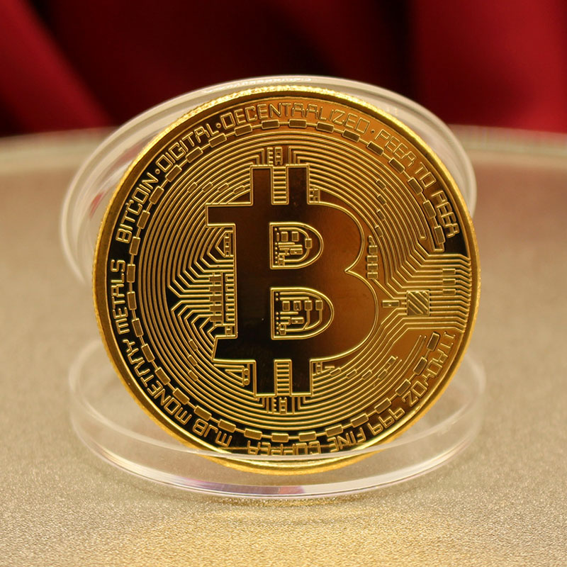 Bitcoin Gold Plated Physical Commemorative Bitcoin BTC Collectible Coin in Case 
