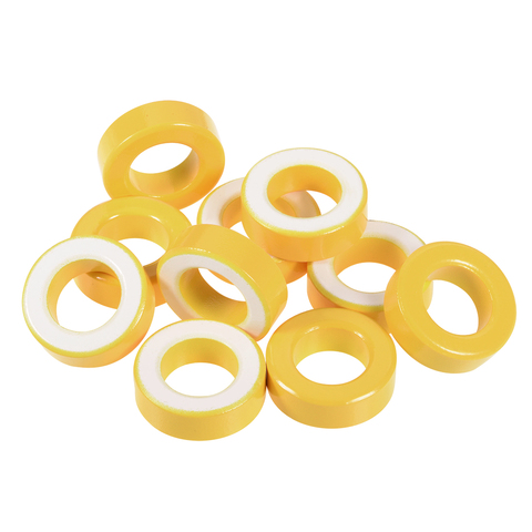 uxcell 10pcs 19.5 x 33.5 x 11.1mm Ferrite Ring Iron Powder Toroid Cores Yellow White ► Photo 1/4