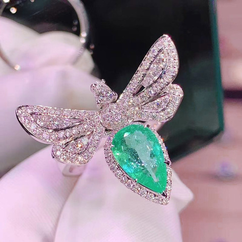 S925 Sterling Silver Color Big Bling Zircon Stone Dragonfly Rings for Women Wedding Engagement Fashion Jewelry gift ► Photo 1/4