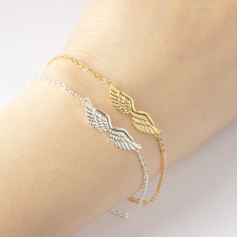 Stainless Steel Angel Wings Bracelets For Women bijoux Vintage Gothic BFF Bracelet Female Gold Silver Color Pulsera Jewelry ► Photo 1/6
