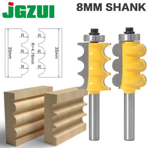 2PC 8mm Shank Triple Bead & Triple Flute Large Molding Router Bits Set Line knife Woodworking cutter ► Photo 1/6