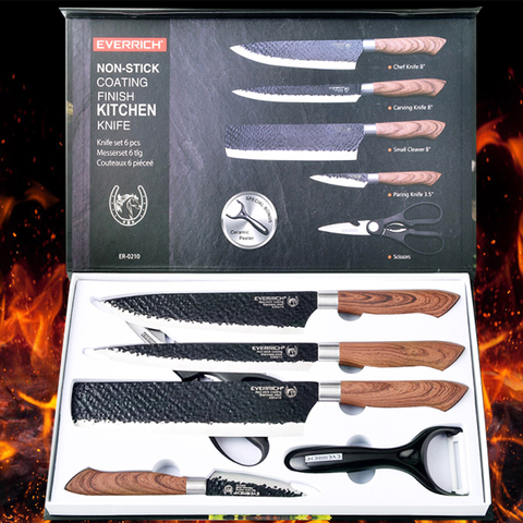 Forged Stainless Steel Kitchen Knives 6 Pcs Set Kitchen Knife Scissors Ceramic Peeler Chef Slicer Nakiri Paring Knife Gift Case ► Photo 1/1