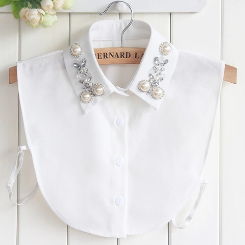 14 Styles White/Black Women Fake Collar Shinny Beaded Detachable Collars Half Shirt Blouse Sweater False Collars Female Faux Col ► Photo 1/6