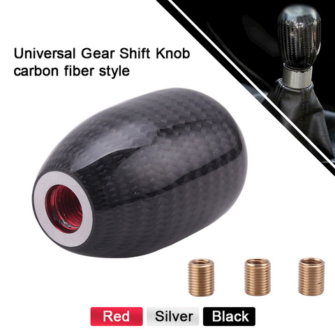 RASTP-Universal Oval Carbon Fiber Manual Gear Shift Knob With 3 Adapter for Most Car decorations Classic JDM Style RS-SFN032 ► Photo 1/6