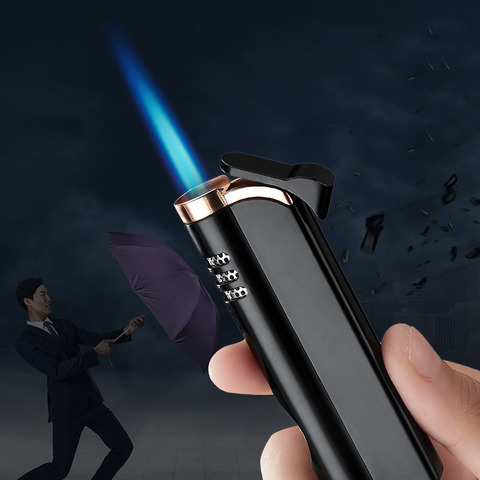 Torch Turbine Lighter Jet Blue Fire Cigar gas Lighter Cigarette Lighter 1300 C Butane Windproof  Lighters Smoking Accessories ► Photo 1/6