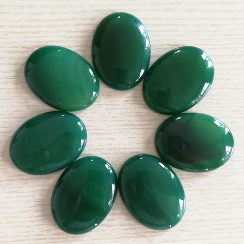 Fashion 30x40mm Natural Oval stone beads charms green onyx CAB CABOCHON for jewelry making 10pcs/lot ► Photo 1/3