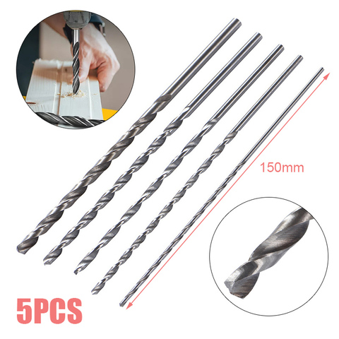 5pc Extra Long HSS Straigth Shank Auger Twist Drill Bits Set 150mm Drilling Bits for Metal Plastic Wood Power Tool 2/3/3.5/4/5mm ► Photo 1/5