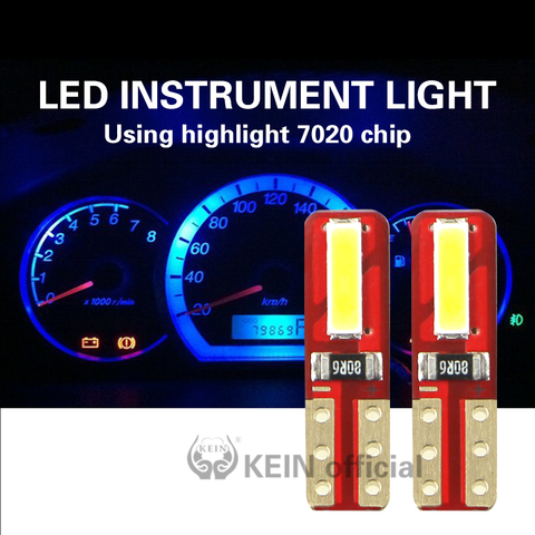 KEIN 10PCS T5 Led Bulb W3W Neo Wedge Car Led Car Dashboard Instrument Light Auto Instrument Lamp 7020 Red Panel 12V White Blue ► Photo 1/1