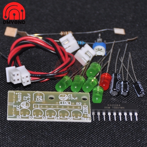 1Set DIY Kit KA2284 Audio Level Indicator Suite Trousse Electronic Part 5mm 5Point Red Green LED Audio Level Indicating 3.5V-12V ► Photo 1/6