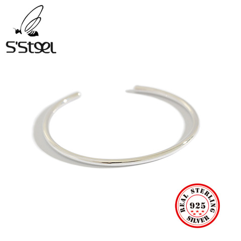 S'STEEL 990 Sterling Silver Bangle For Women Minimalist Bracelet Femme Argent 925 V Ritable Regalos Para Mujer Bijoux 2022 Gift ► Photo 1/6