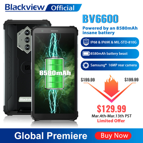 Blackview BV6600 IP68 Waterproof 8580mAh Rugged Smartphone Octa Core 4GB+64GB 5.7