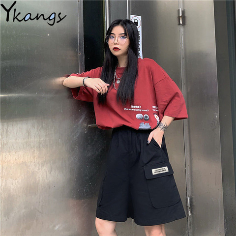 Plus Size Joggers Cargo Sport Shorts for Women Running Casual Big Pockets Baggy Wide Leg Harajuku Summer 2022 Shorts Women Sport ► Photo 1/6