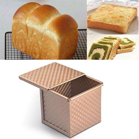 Aluminum Alloy Toast Box Bread Loaf Pan Baking Mold With Lid Non-stick Metal  Mold -6x6x6cm