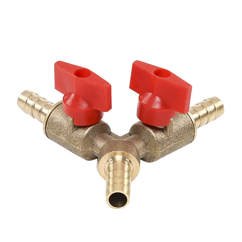 8mm Hose Barb Y Type Three Way Brass Shut Off Ball Valve Pipe Fitting Connector Adapter For Fuel Gas Water Oil Air ► Photo 1/4