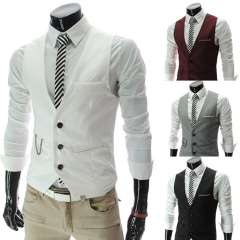 New Arrival Dress Vests For Men Slim Fit Mens Suit Vest Male Waistcoat Gilet Homme Casual Sleeveless Formal Business Jacket ► Photo 1/6