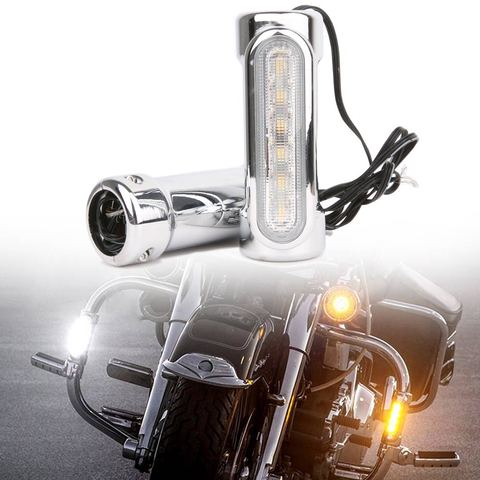 Chrome Motorcycle Highway Bar Switchback Driving Light White Amber LED for Crash Bars FOR Harley Bike Touring Bikes ► Photo 1/6