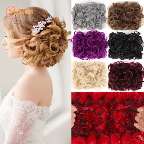 MEIFAN Bride Messy Big Hair Bun Curly Chignon with Comb Clips in Hair Tail Cover Ponytail Extension Synthetic Natural Fake Hair ► Photo 1/6