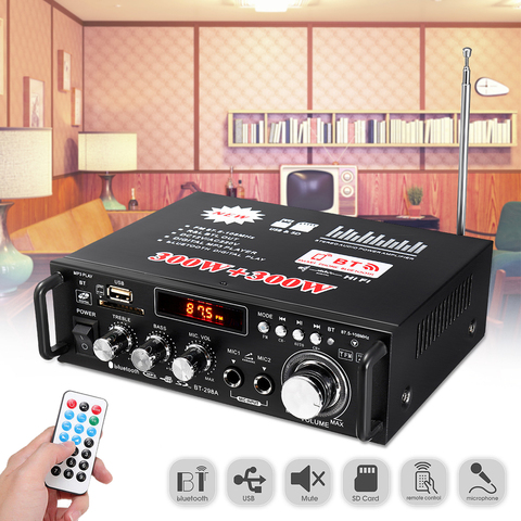 Digital Home Power Audio Amplifier Amplificador Hifi Stereo Subwoofer Music  Player Audio Amplifier FM Radio Mic Car Home - AliExpress