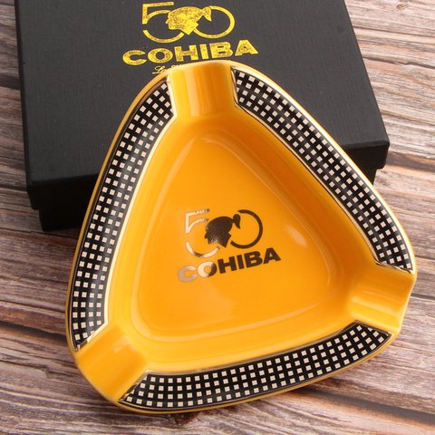 COHIBA Cigar Gadgets Home Cigar Ashtray Portable Ceramic 3 Cigars Ash Tray Tobacco Cigarette Ashtrays Holder ► Photo 1/6