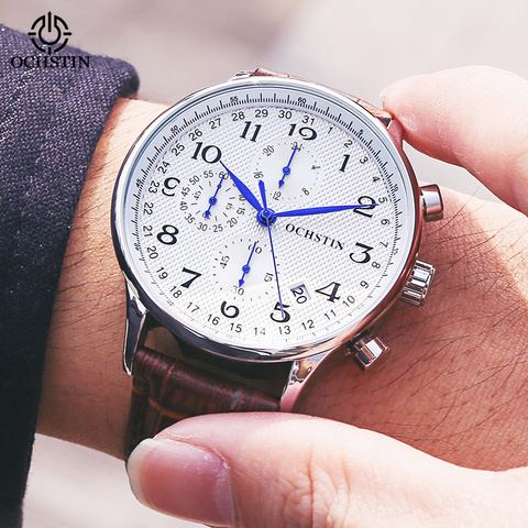 OCHSTIN Top Luxury Brand Men Business Rose Watches Chronograph Waterproof Quartz Analog Wristwatch Male Clock Relogio Masculino ► Photo 1/6
