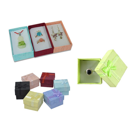 3 Sizes 19 Color Paper Ribbon Necklace Earring Ring Package Box Floral 4*3cm 5*5cm 5*8cm Jewelry Organizer Storage Gift Box ► Photo 1/6