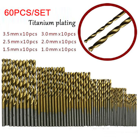 50/60Pcs/set HSS Titanium Coated Drill Bits High Speed Steel Drill Bits Set Tool High Quality Power Tools 1/1.5/2/2.5/3mm/3.5mm ► Photo 1/6