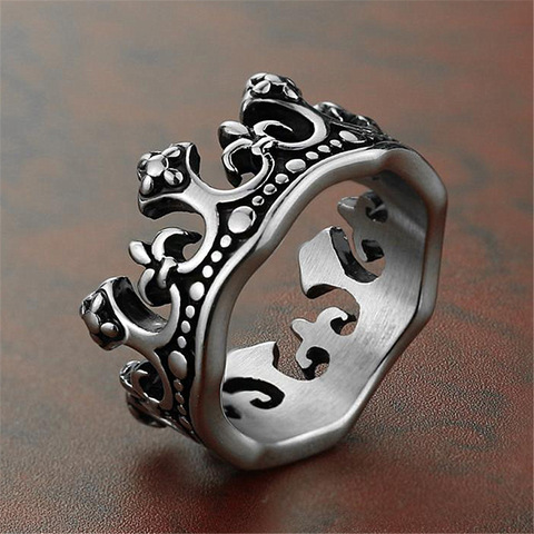 männer Ringe Schwarz Königlichen König Crown Ritter Fleur De Lis Kreuz Vintage Ringe für Männer Schmuck ► Photo 1/3