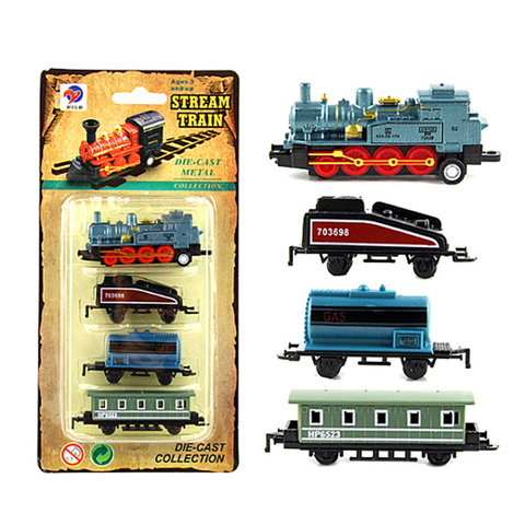 Steam Train Set Railway Vehicles Toys Mini 4/5Pcs Diecasts Metal Alloy Classic Toys Children Learning Education Christmas Gift ► Photo 1/6