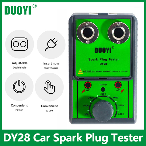 DUOYI DY28 12V Car Spark Plug Tester Dual Hole Lgnition Plug Analyzer Tool Scanner Gasoline Vehicles Petrol Car Ignition Testers ► Photo 1/6