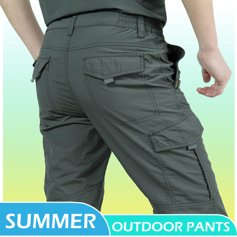 Light weight Breathable Waterproof Trousers Men Casual Summer Thin Military Cargo Pants Men's Tactical Work Out Quick Dry Pants ► Photo 1/6