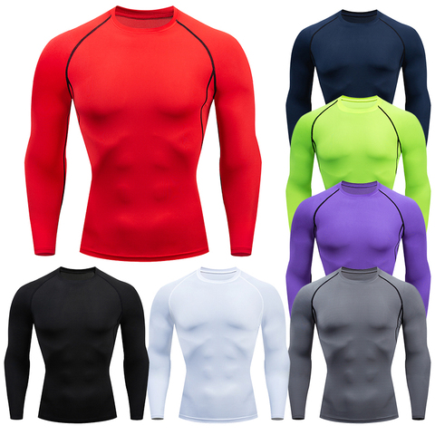 Men Compression Running T Shirt Fitness Tight Long Sleeve Sport Tshirt Training Jogging Shirts Gym Sportswear Quick Dry Rashgard ► Photo 1/6