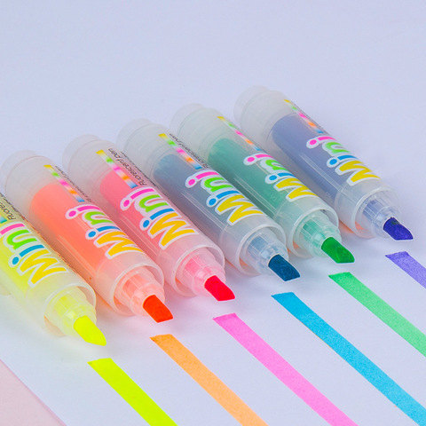 Set of 6pcs Kids Colorful Highlighter Pens Cute Kawaii Highlighters Rainbow  Markers Mini Pens Cute Pens Cute Kids Pens Gifts 