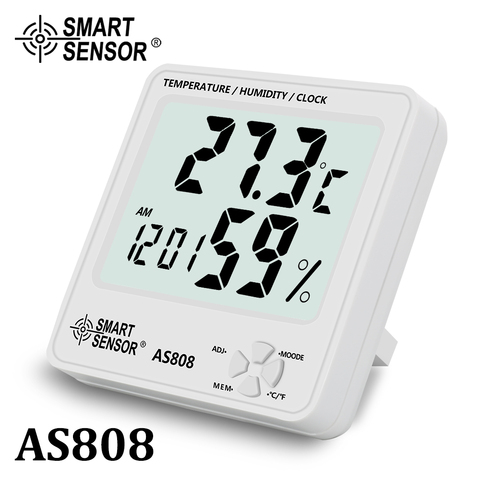 High Precision Hygrometer Thermometer Clock Temperature Humidity Meter Tester Weather Station Calendar&Clock Alarm AS808 ► Photo 1/6