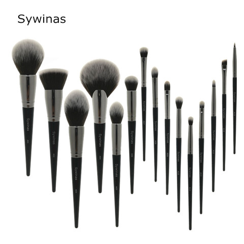 Sywinas Makeup Brush Set 15pcs High Quality Black Natural Synthetic Hair Nake Up Brush Tools Kit Professional Makeup Brushes ► Photo 1/5